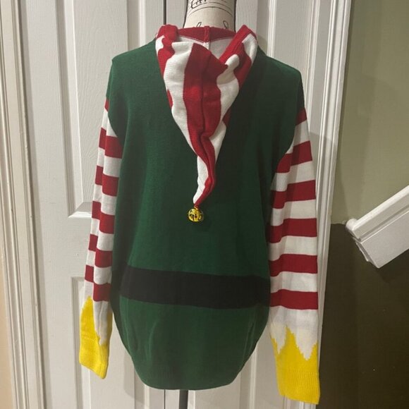 Holidays Christmas ELF KNITTED HOODED SWEATER FESTIVITY FUNNY SIZE XXLARGE - Picture 8 of 16